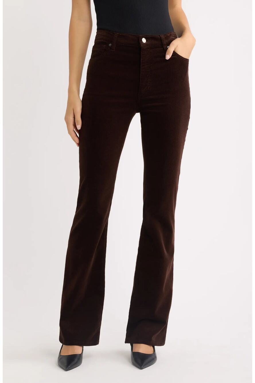NWT 24 FRAME The Reboot High Waist Bootcut Corduroy Jeans Dark Brown Pants 33"in